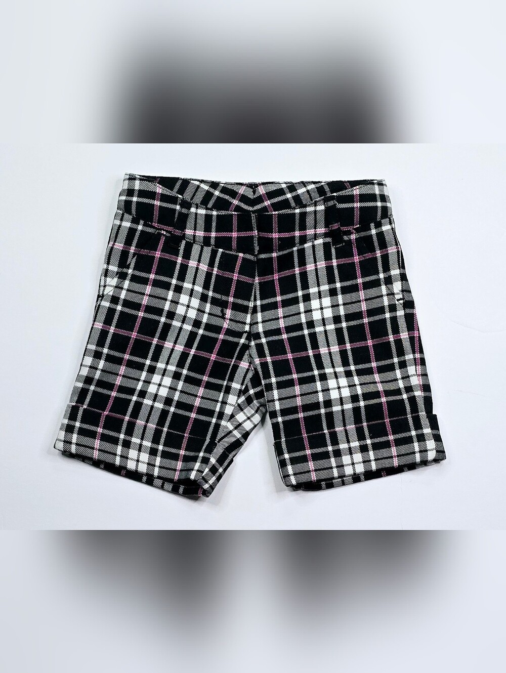 Talbots Kids Plaid Black/Pink/White Chino Shorts Size 2